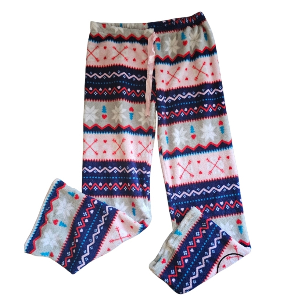Bobbie Brooks Holiday Snowflake Print Fleece Pajama Pants Size Medium